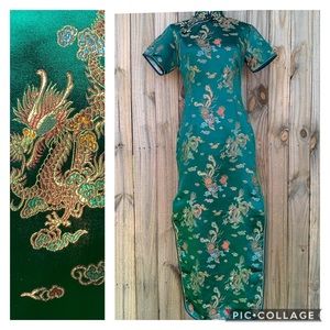Asian Dress Jade Green Satin cheongsam 34 SZ 4